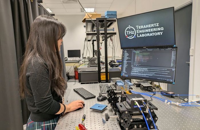 A researcher at work in the Terahertz Engineering Laboratory